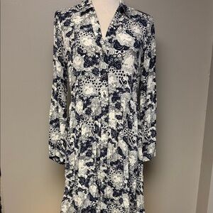 Anthropologie Conversations Printed Long Sleeve Shirt Dress Size 12